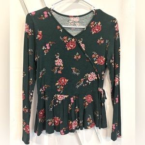 Art Class green floral, long sleeve top